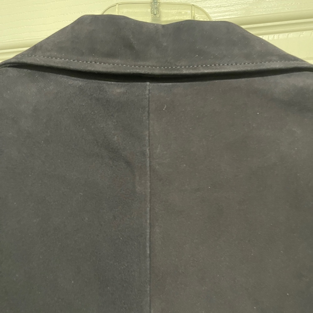 Gerard Darel Navy Gemma Suede Trench Coat with Mid-Thigh Length and Relaxed Fit - Picture 15 of 16